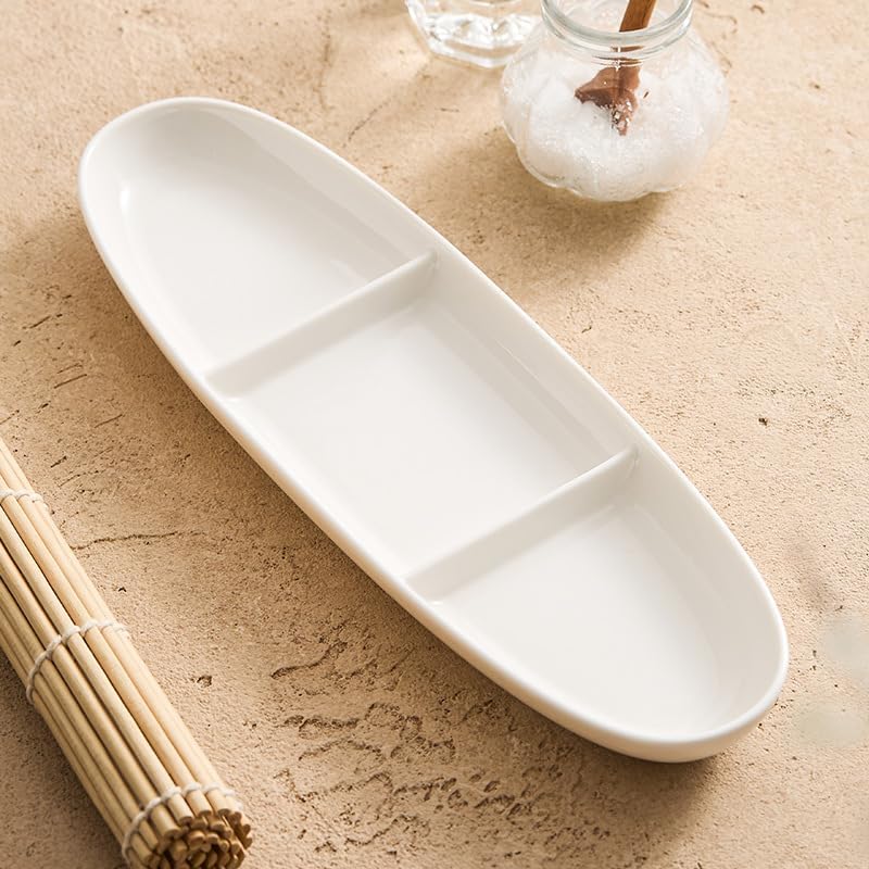 Dessert Plates Ceramic Grid Plate Vegetable Plate Sushi Plate Snack Dessert Dessert Plate Three Grid Seasoning Plate Dessert Plate