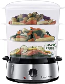 Russell Hobbs 19270-56 Cuiseur Vapeur 9L Programmable Minuteur, Cuisson Légumes, Riz, Œufs - Accessoires Inclus (Reconditionné)