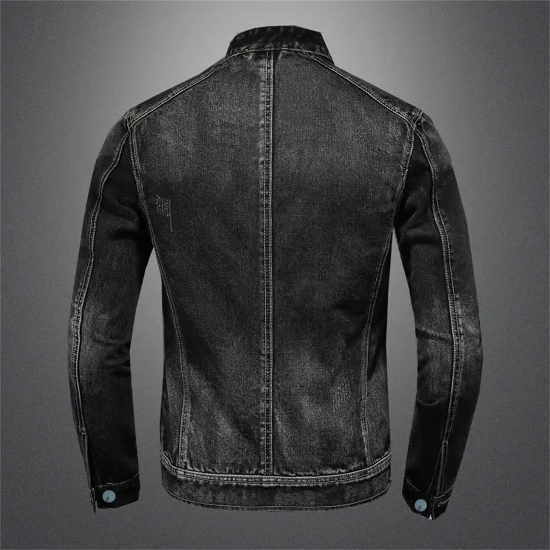 Męska kurtka bomberka w stylu vintage ze stójką dżinsowa kurtka bomberka slim fit jeans odzież wierzchnia kurtki motocyklowe