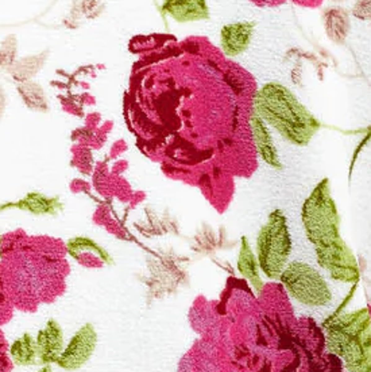 LA CERA Women Floral Microfleece Bed Jacket with Mandarin Collar, Long Sleeves, Front Pockets, Button Front, 100% Polyester - Image 4