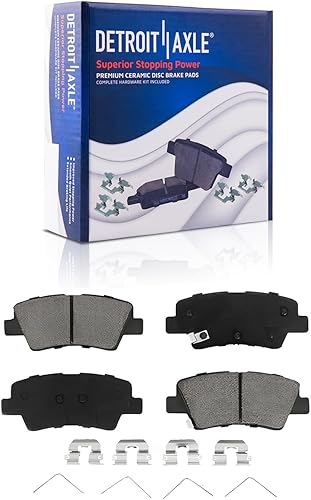 Miniatura 6 de Detroit Axle - Rotores perforados delanteros + pastillas de freno de cerámica de repuesto para Hyundai Ioniq Kia Niro 2017 2018 - Juego de 6 piezas