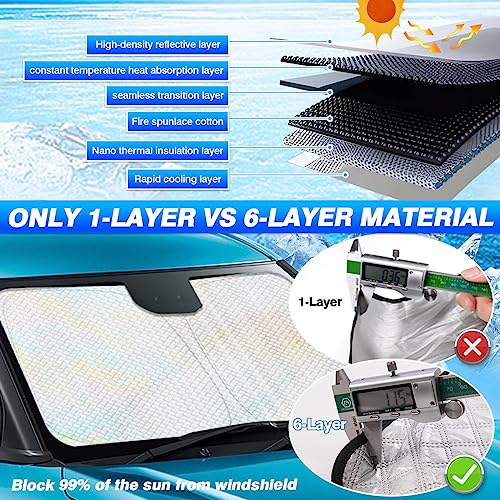 Canvcle Windshield Sun Shade For 2016-2023 Honda Pilot Accessories Thicken 6-Layer Foldable Front Window Sunshade Sun Visor Protector Block Uv Rays Keep Vehicle Cool #TOP2
