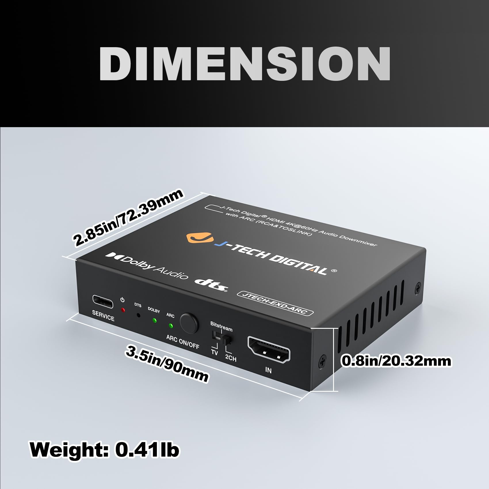 J-Tech Digital Estrattore audio HDMI 4K 60Hz con ARC e audio Downmix, convertitore da HDMI a ottico e RCA, HDCP 2.2 DTS Digital 5.1 PCM (JTECH-EXD-ARC)