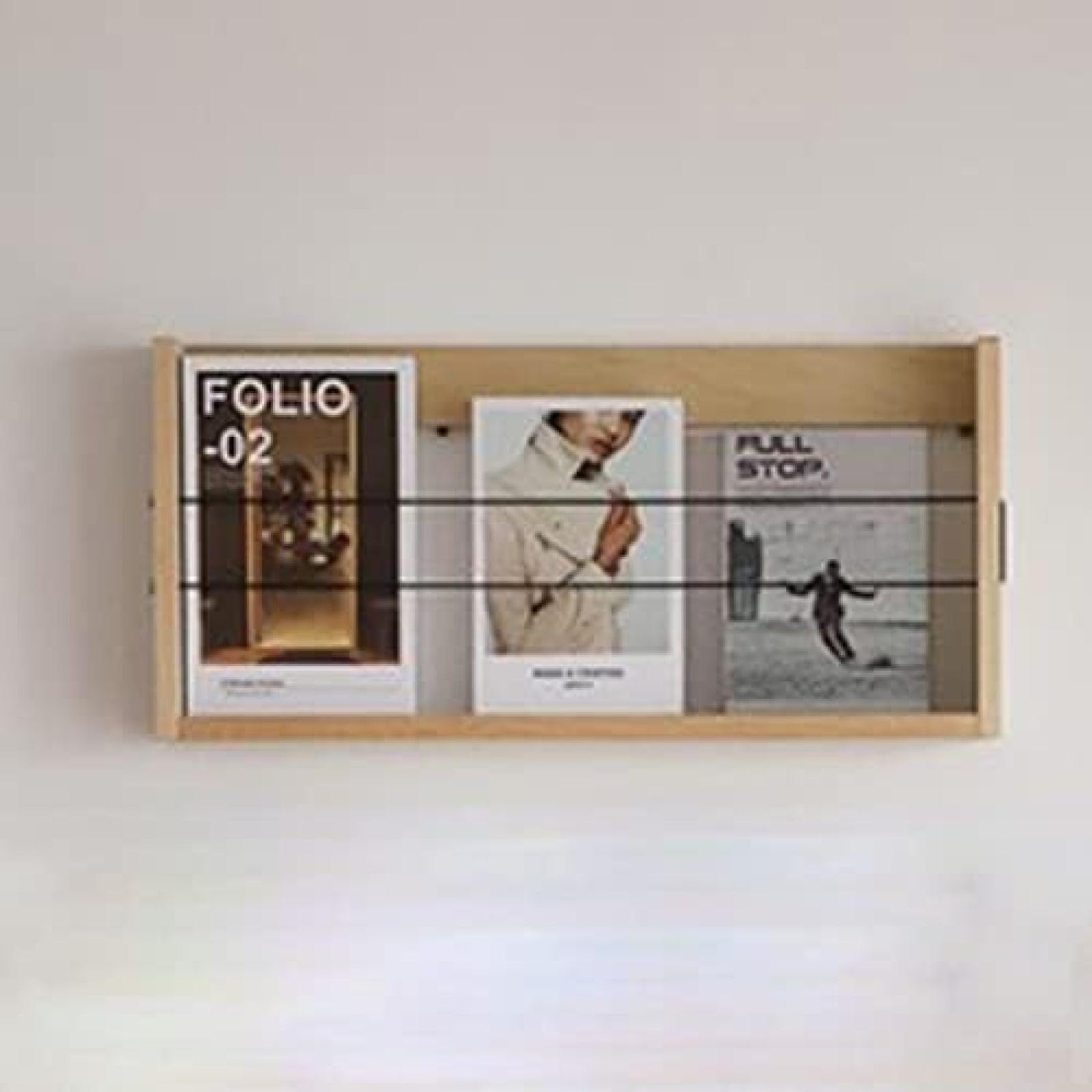 Dokumentenhalter Aus Naturholz, Wand-Zeitschriftenständer Aus Holz, 8 cm Tiefer Schwebender Bücherregal-Organizer Für Die Wand, Badezimmer-Dekor/Spic-Rack,64x8x30 cm