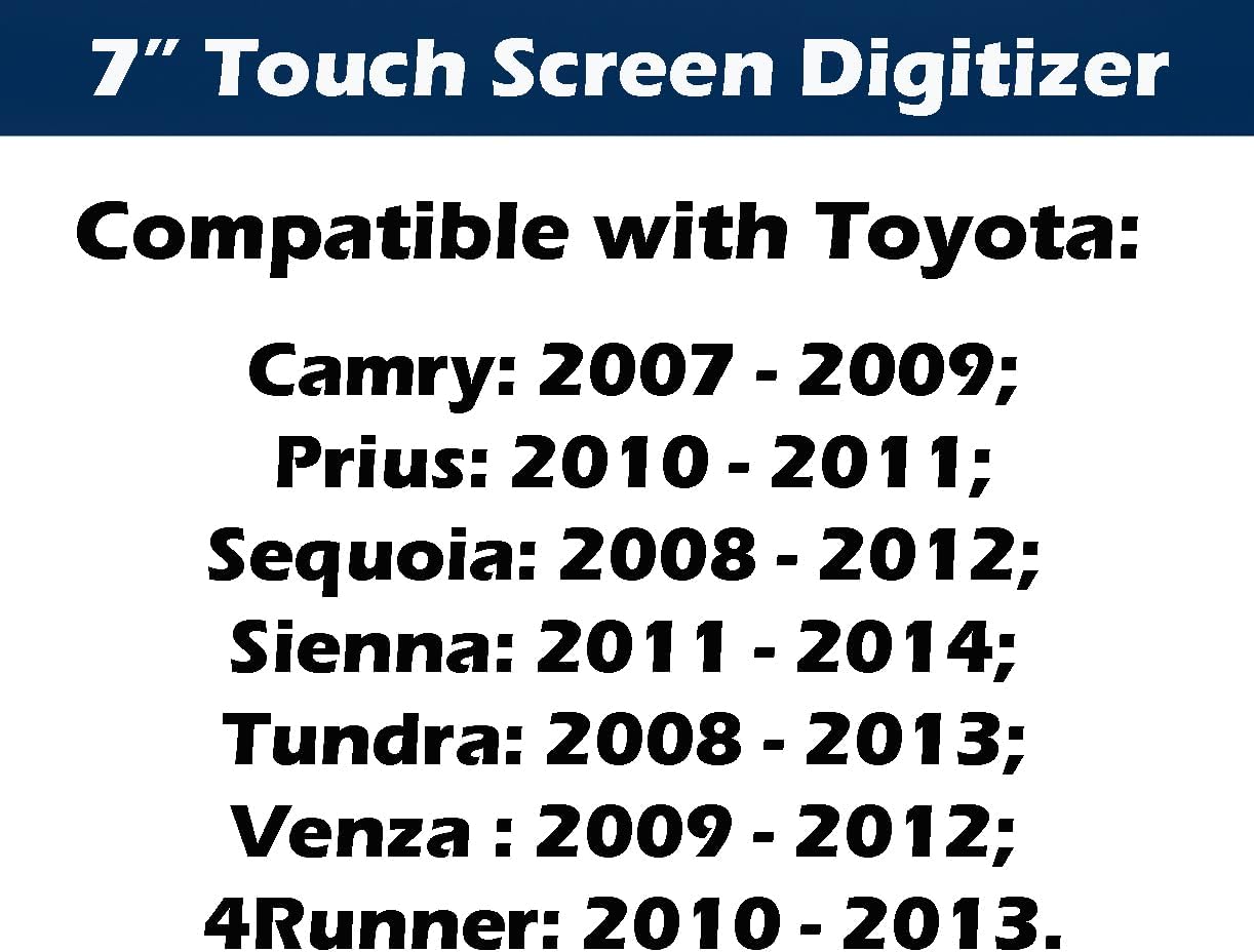 Goodsby Touch Screen Digitizer 7" Compatible Replacement for Toyota Camry Prius Sequoia Sienna Tundra Venza 4Runner Radio Stereo JBL Car Radio Navigation 8-pin Part# LQ070T5GA01 E7022