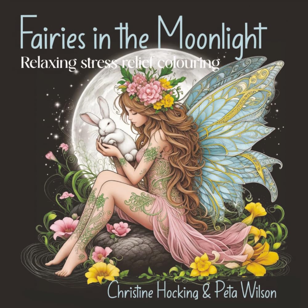 Fairies in the Moonlight: Relaxing stress relief colouring book