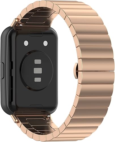 Miniatura 5 de FitTurn Correas compatibles con Huawei Watch Fit 2 Smartwatch de acero inoxidable sólido correa de eslabones de metal ajustable accesorios para