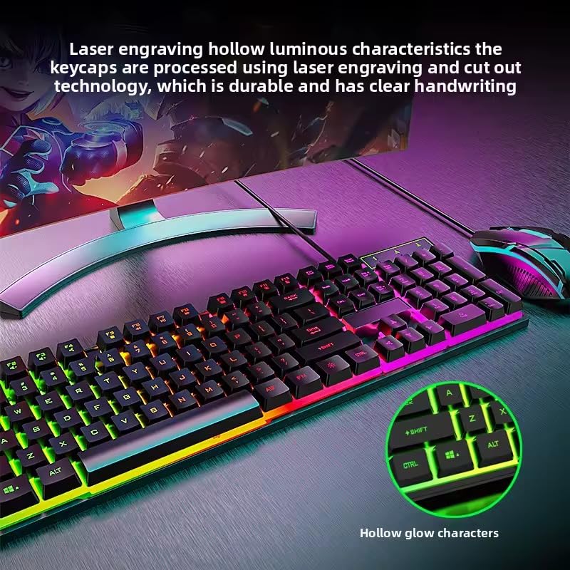 Combo gaming Rainbow con teclado de diseño duradero contra el desgaste 4