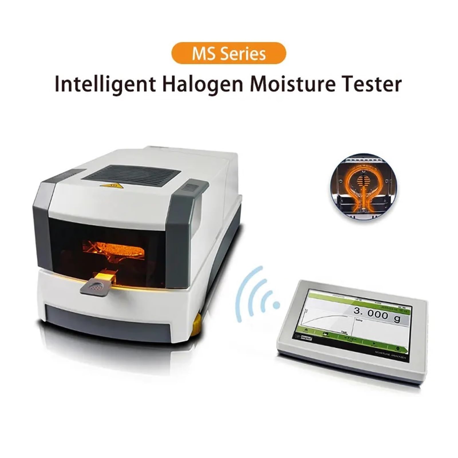 Miernik wilgotności, Inteligentny halogenowy tester wilgoci Kolorowy ekran dotykowy, automatyczny wilgotności Lab Balance((110g/10mg))