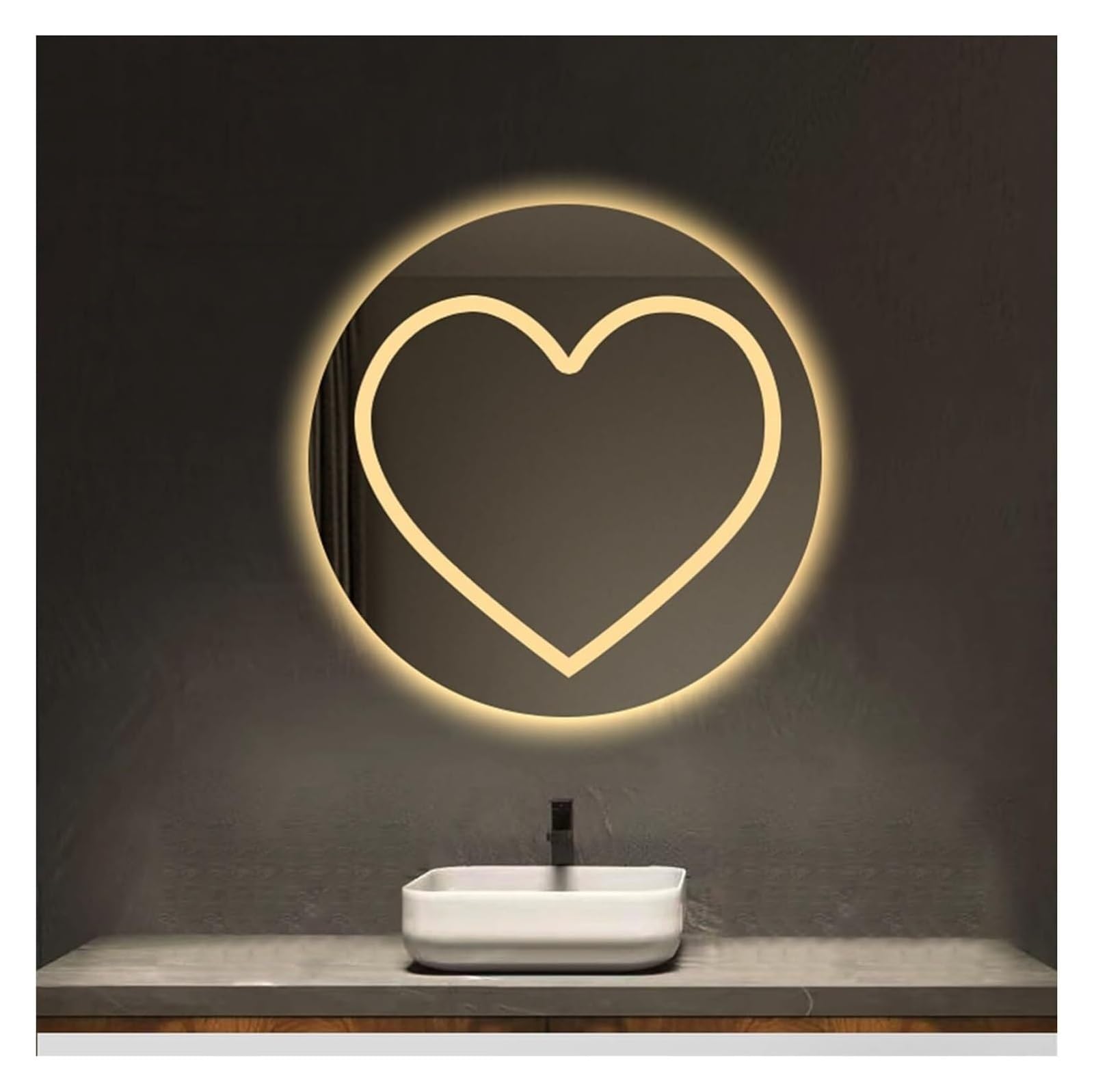 Miroir de maquillage mural rond de 70 cm avec trois couleurs réglables