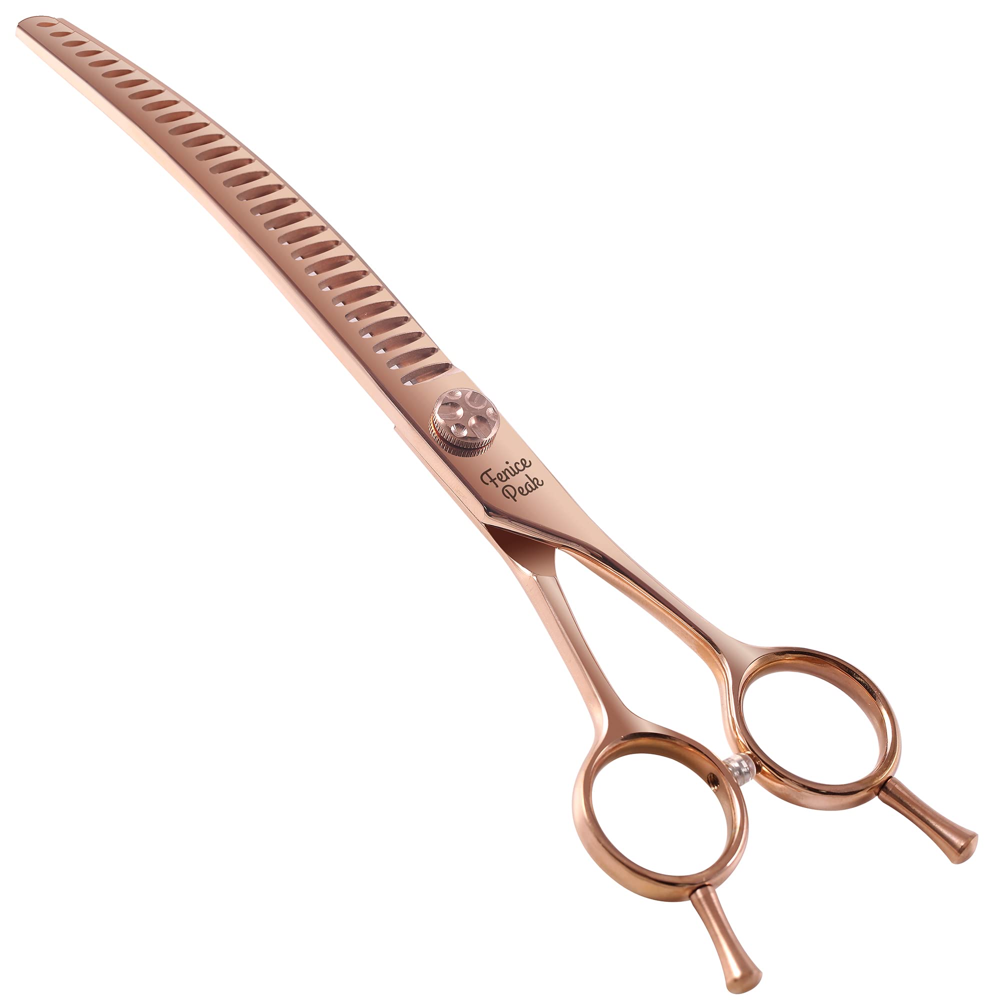FENICE PEAKProfessional Dog Grooming Scissors Pet Curved Chunker Shears 7.0'' Extremely Sharp Blades 440C Steel Thinning Scissors Durable Smooth Motion & Fine Cut for Dogs and Cats