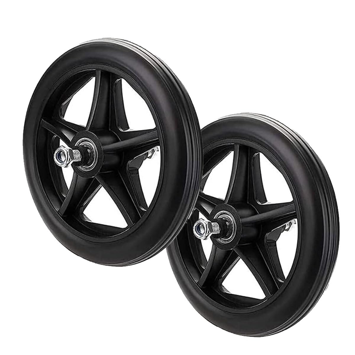 Beegma One Color 2Pcs Wheels Replacement For Wheelchairs 6In 7In 8In Rollator Wheels Anti-Slip Replacement Casters Black Pvc Solid Tyre For Cart Rollators Walkers(8Inch-20Cm)