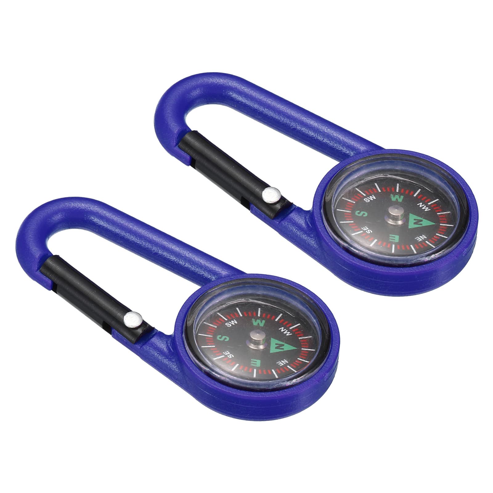 PATIKIL Keychain Compass, 2 Pack Pocket Camping Compass with Buckle for Outdoor Hiking Hunting Travelling Party Favors, Blue