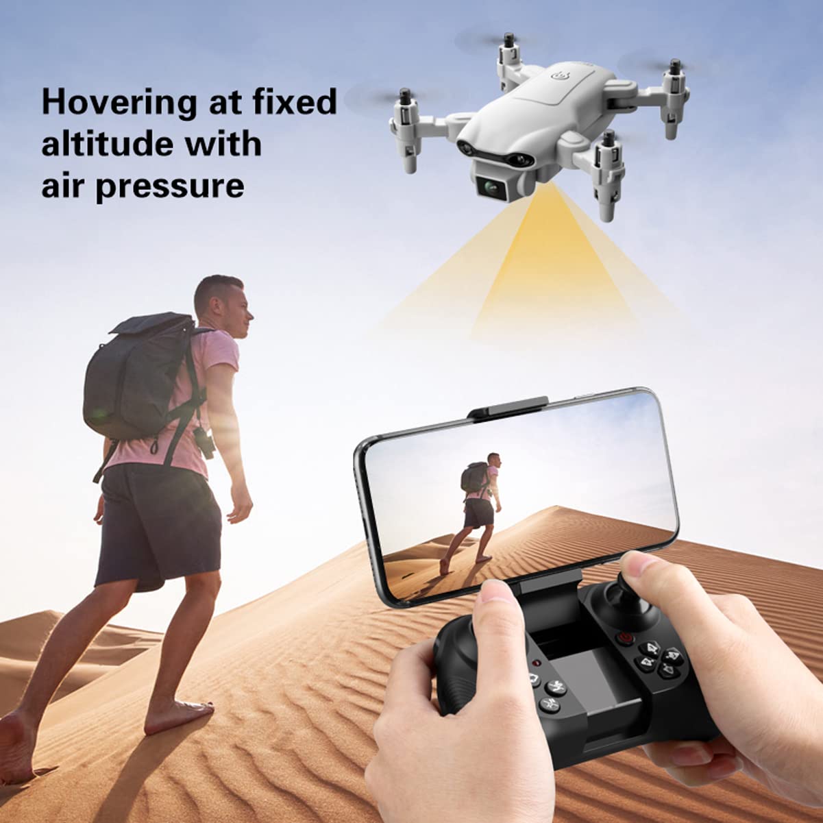 Droni RC Pieghevoli con Fotocamera 4k HD per Adulti, Mini Drone con Fotocamera, Hover Stabile, Controllo del Telefono Cellulare, sensore di gravità, Hover Stabile, Foto di Bellezza, modalità