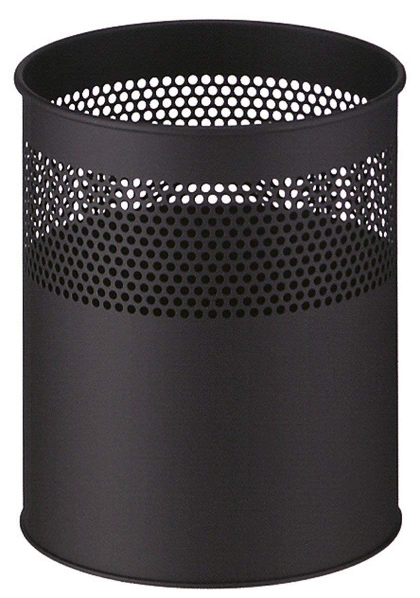 V-Part VB 270520 Halbperforierter Papierkorb, 15 Liter, schwarz | Rund, Volumen 15 l, HxØ 320 x 260 mm, schwarz