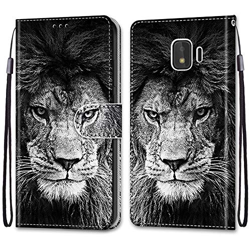 Mo-Somnus Funda para Samsung Galaxy J2 Core, Funda Cartera Funda Libro Caso Piel PU con Tapa Magnético Billetera Flip Carcasa Cuero [Protección Completa] [Ranura para Tarjeta] (León)