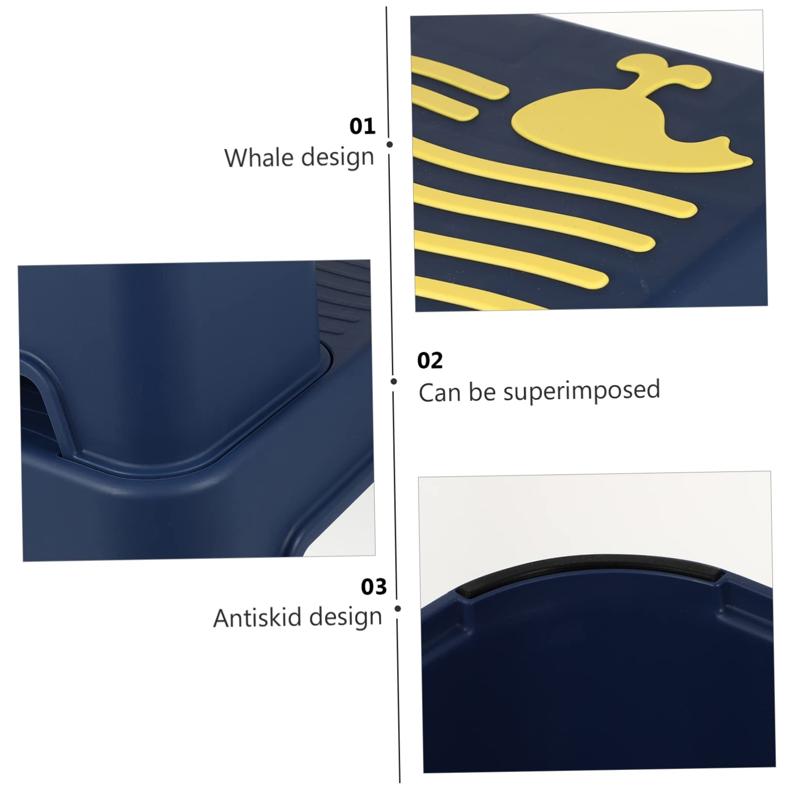 Sgabello a Due Gradini per Bambini, Plastica Blu per Lavabo | Pp e Tpe, Bordi Lisci e Superficie Antiscivolo, per Bagno e Addestramento All'uso del Vasino