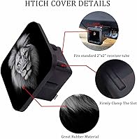 Vista 3 de Tapón de enganche de remolque con diseño de león, tapa de enganche de remolque con cabeza de león africano, inserto para receptores de 2 pulgadas