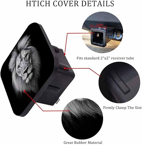 Miniatura 3 de Cubierta de enganche de remolque, enchufe de león, cabeza de león africano, cubierta de enganche de remolque, tapa de enchufe se adapta a receptores