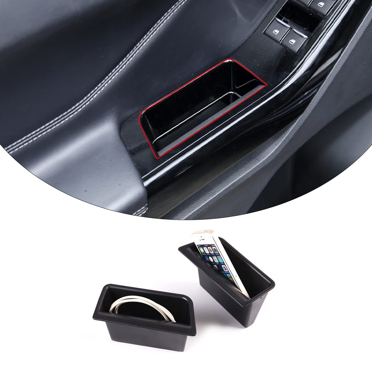 PIUGILH Door Side Storage Box Compatible with Ford Explorer 2020 2021 2022 Front Row Door Storage Pockets Armrest ABS Tray Insert Glove Pallet