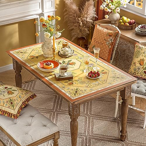 QMIQMI - Mantel de mesa redonda con efecto lino, diseño moderno y semipara salón y dormitorio