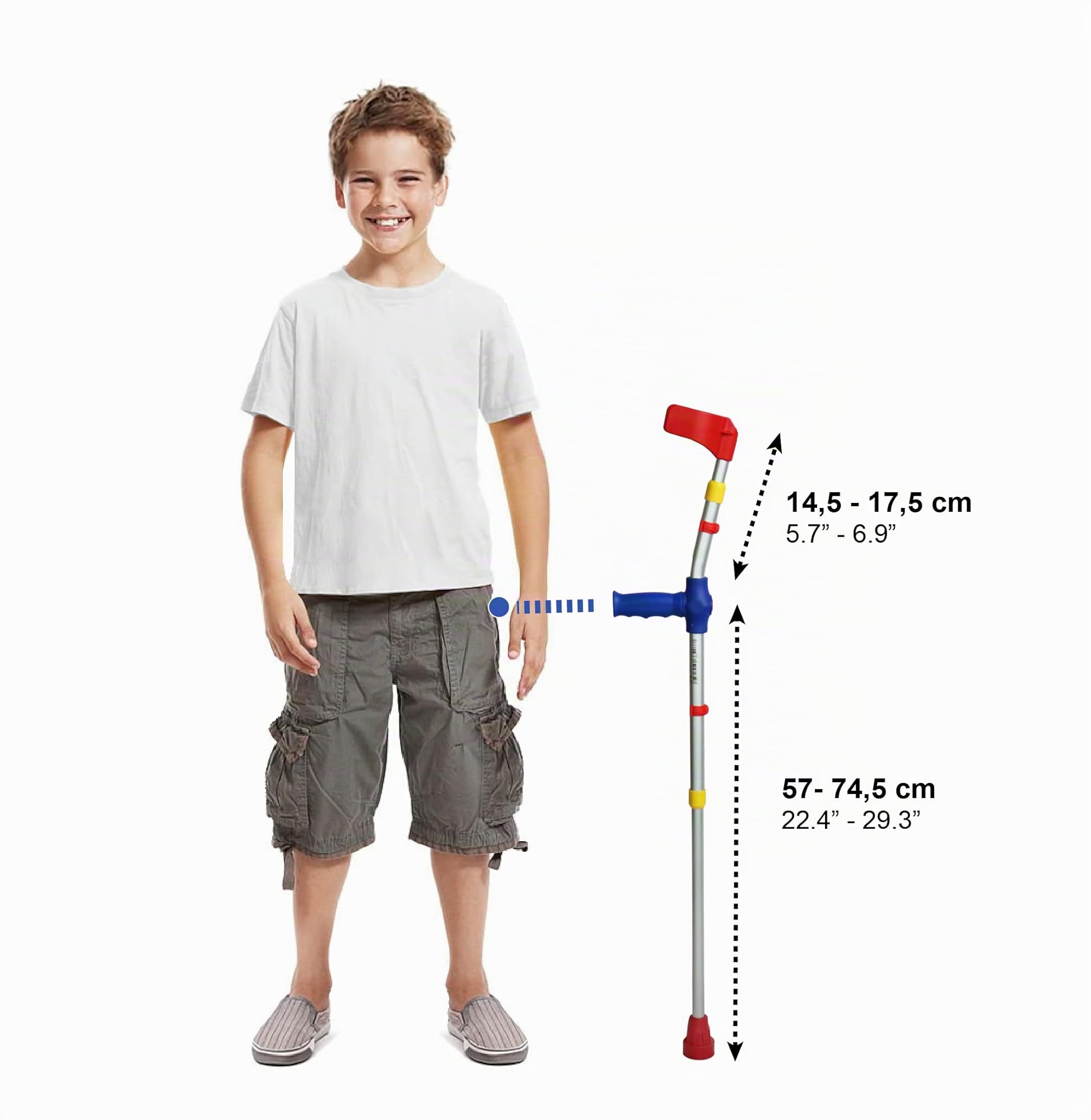 PEPE Mobility Stampelle Ortopediche Bambini Regolabili, Colorate (2 pz) | Canadesi Pediatriche in Alluminio da 71 a 92 cm, Leggere 450 g, Impugnatura Antiscivolo, Catarifrangenti, Prodotto in Europa