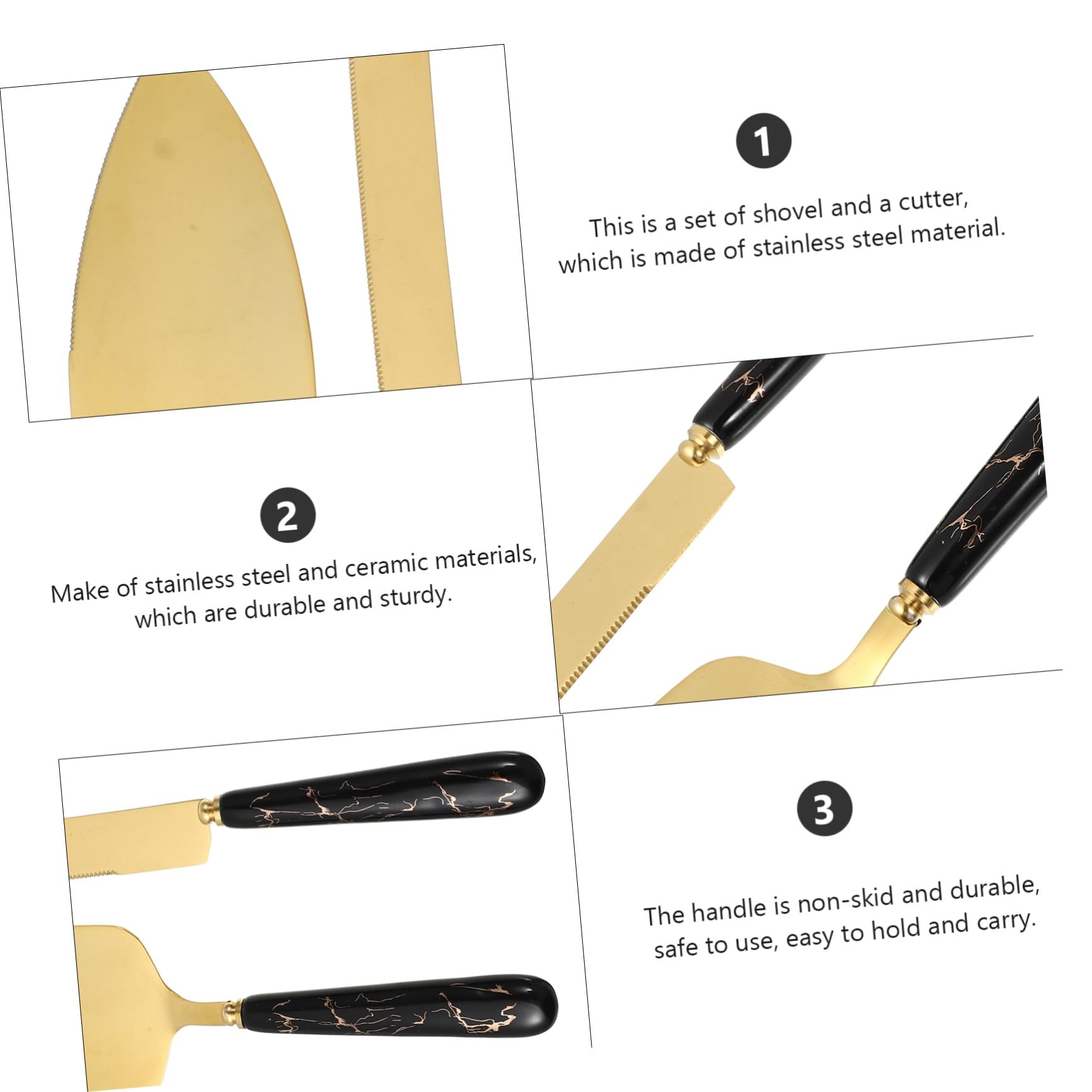 VICASKY Ustensiles de Pâtisserie Comprenant Spatule à Gâteau et Coupe-pizza Set de 2 en Acier Inoxydable Manche Antidérapant Ergonomique Cuisine et Cuisson