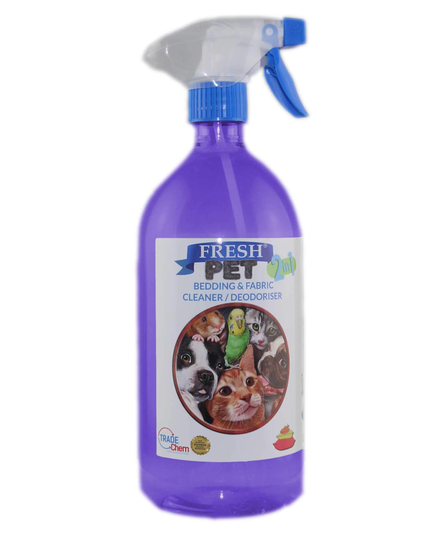 Trade Chemicals FRESH PET 2in1 BEDDING & FABRIC,Clean & Deodorise -1L with Spray - LAVENDER
