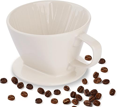 YOLIFE Gotero de café, cafetera de cerámica para verter sobre cono, filtro de infusión lenta de porcelana para viajes, camping, cafetería,