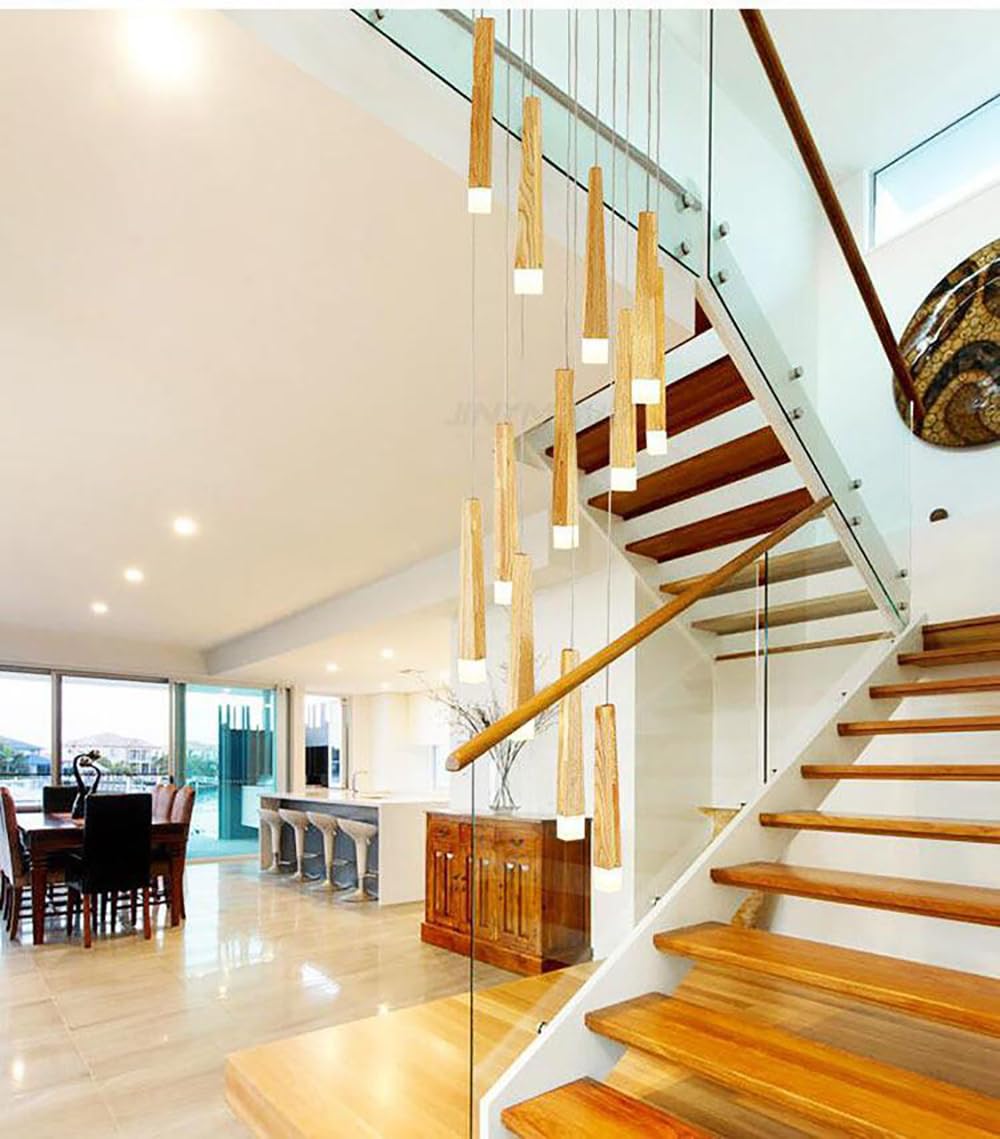 HXYSXHJUO High Ceiling Staircase Chandelier Duplex Building Villa Creative Apartment Pendant Light Spiral Stairs Long Chandelier,Yellow,12lights