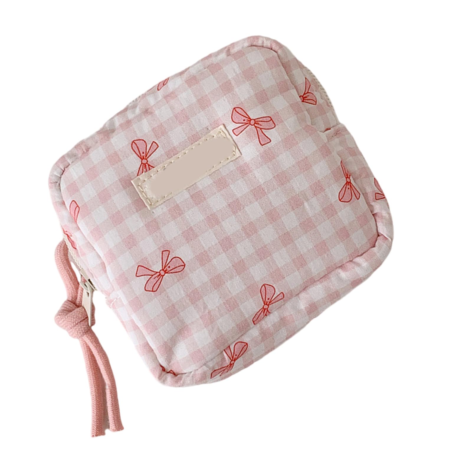 Jazuaiao Fashionable Square Makeup Organizers Portable Cosmetic Bag with Multiple Compartments for Cosmetics Skincare Essential Checkered Waterproof Makeup Organizers