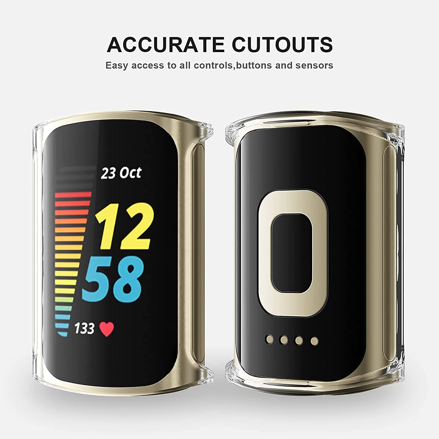 6 Custodie Morbide In TPU Con Pellicola Protettiva Per Fitbit Charge 5 - Trasparente, Sottile E Antigraffio (Confezione Colori Misti) - 3