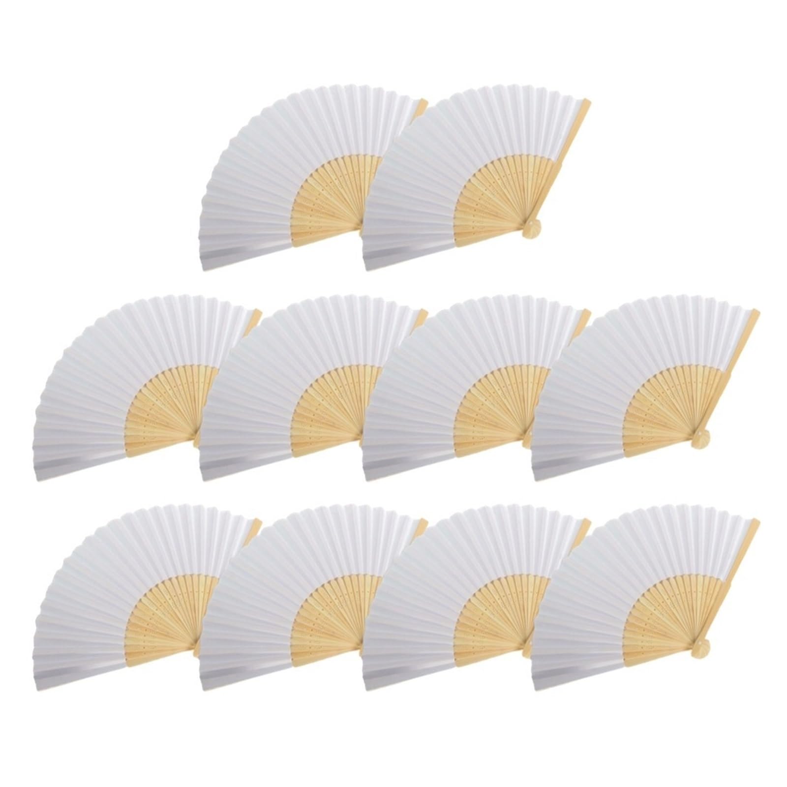 Akdjgfp 10Pcs Paper Folding Fans Diy Blank White Folding Paper Fan Wedding Hand Practice Calligraphy Drawing Painting Decoration(10Pcs)