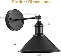 Vista 2 de Juego de 2 apliques de pared inalámbricos vintage negros a pilas, luces LED inalámbricas con control remoto, para dormitorio, casa de campo