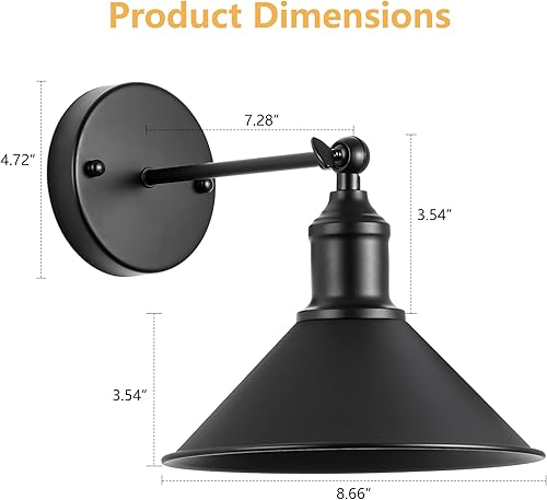 Miniatura 2 de Juego de 2 apliques de pared inalámbricos vintage negros a pilas, luces LED inalámbricas con control remoto, para dormitorio, granja, galería, fácil