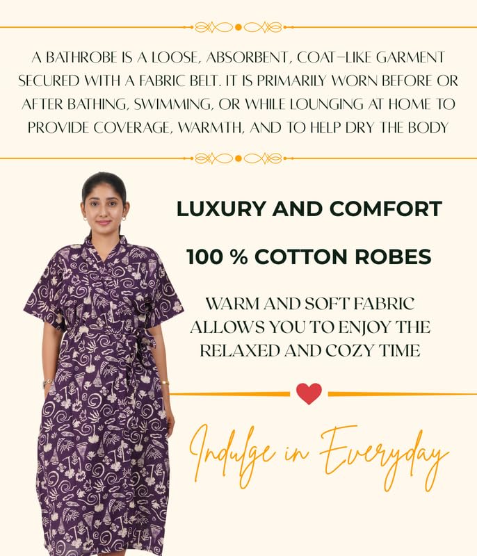 Image of MENMAII Cotton Feeding Robe for Women | Soft Breathable Maternity & Nursing Wear | Front Open Easy Feeding Access | Comfortable Nightwear for New Moms|Calf Length [Size: L,XL,XXL,3XL /FS]
