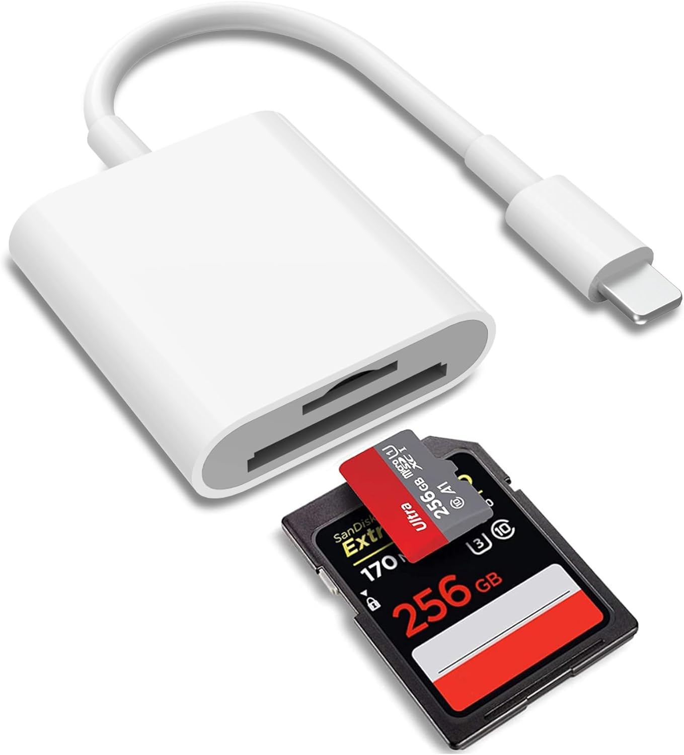 SD Card Reader for iPhone iPad,Memory Card Reader Dual Card Slot Supports SD and TF