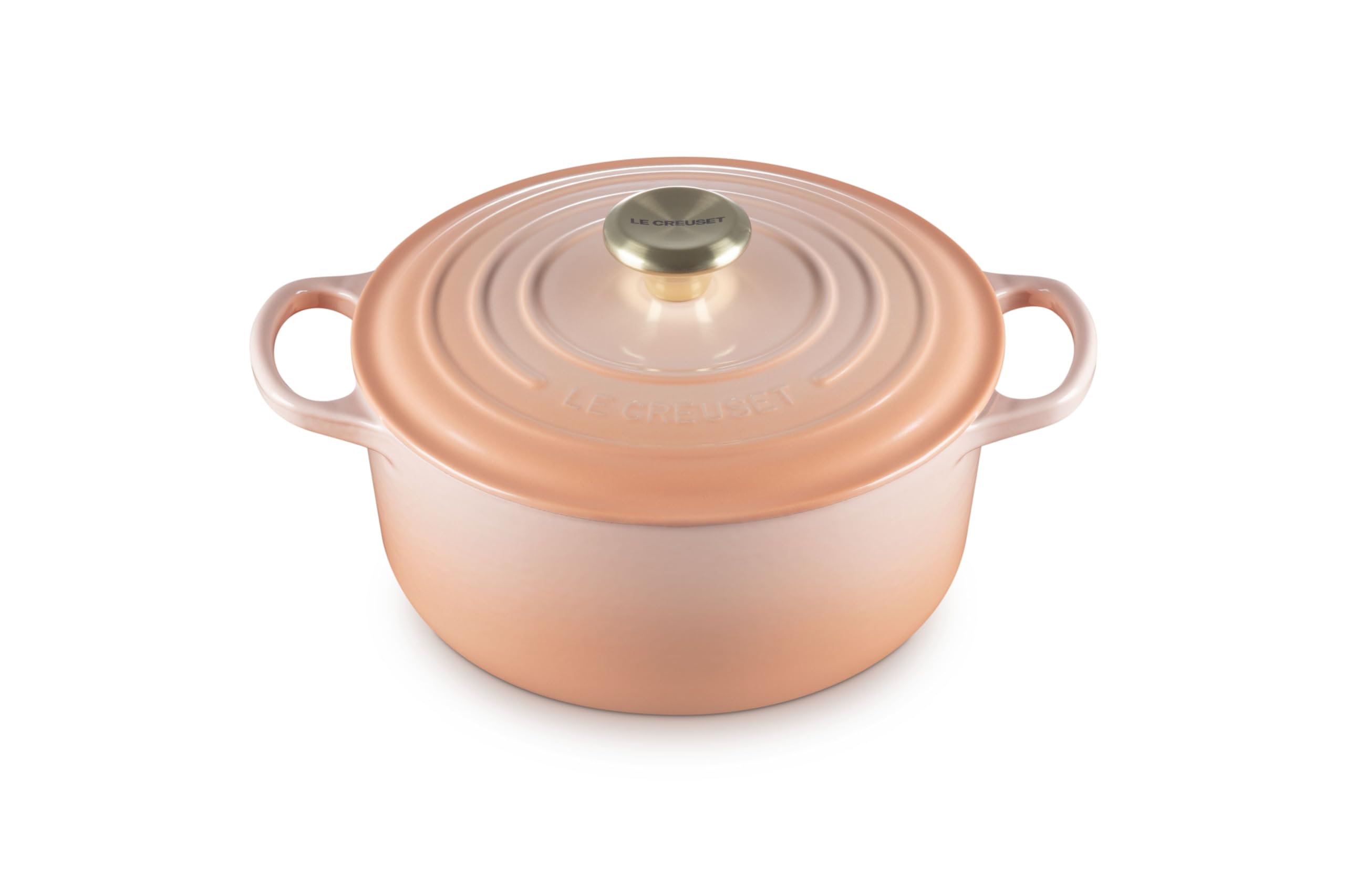 Le Creuset Signature Emaillierte gusseisenrunde Auflaufform mit Deckel, 24 cm, 4,2 Liter, Peche