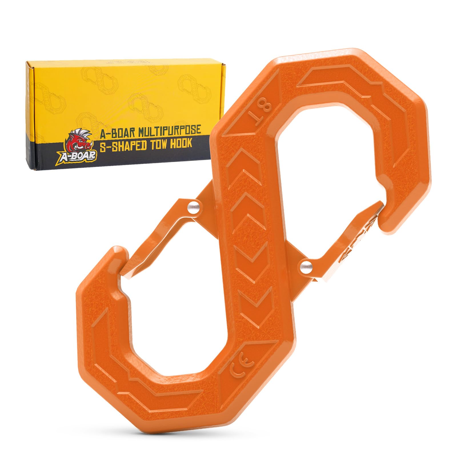 3/8" Tow Hook, S-Shaped Winch Hook, 33,000lbs Breaking Strength, G80 Heavy Duty Forged Steel, Fast Connect Winch Shackle Towing Hook for Trucks, SUVs, ATVs, Trailers, Orange