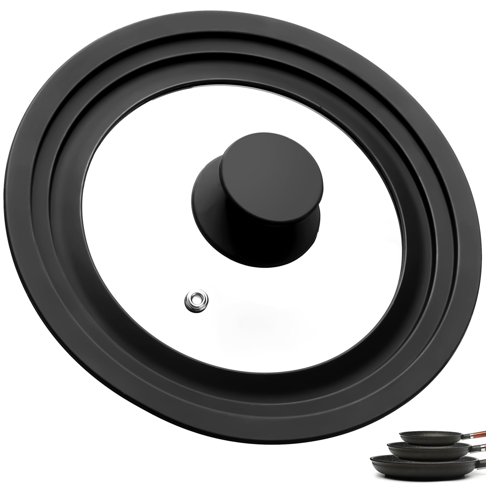 Universal Lid for Pots Pans, 16/18/20cm Frying Pan Lid, Glass Saucepan Lids, for Cooking Pots Cookware Lids, with Heat Resistant Silicone Rim & Knob