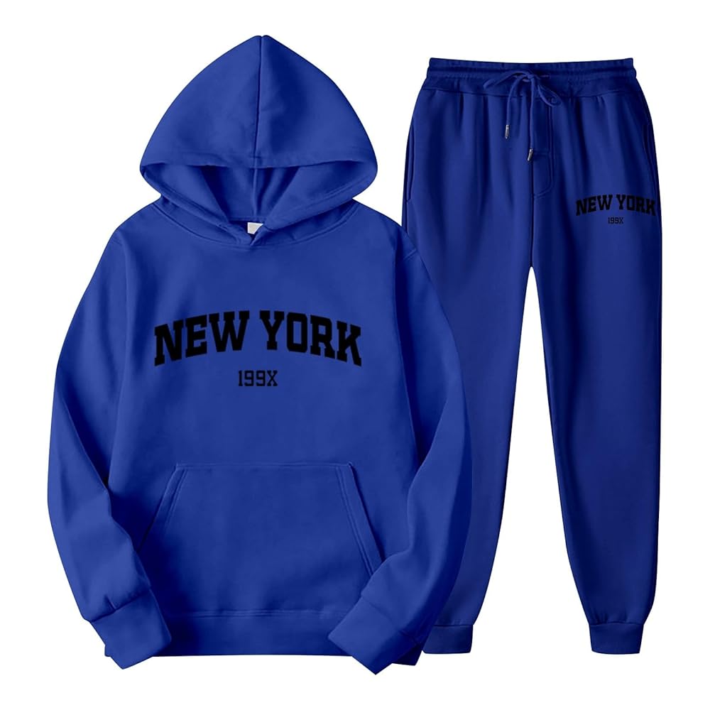 [送料込]3色 NewYork lettering Hoodie Jogger pants SET Amazon.com: Women 2 Piece Tracksuits New York Letter Graphic