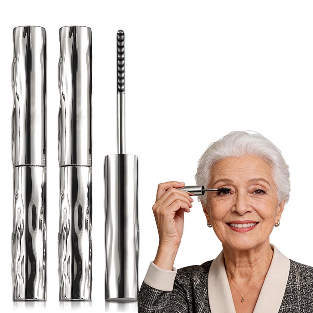 Face love Iron Eye Mascara ab 50 Jahre, 2026 Waschbare Metal Wand Mascara, Schwarz Wasserfeste Wimperntusche 3D Super Curling, Long-Lasting Volumizing (2 stab)
