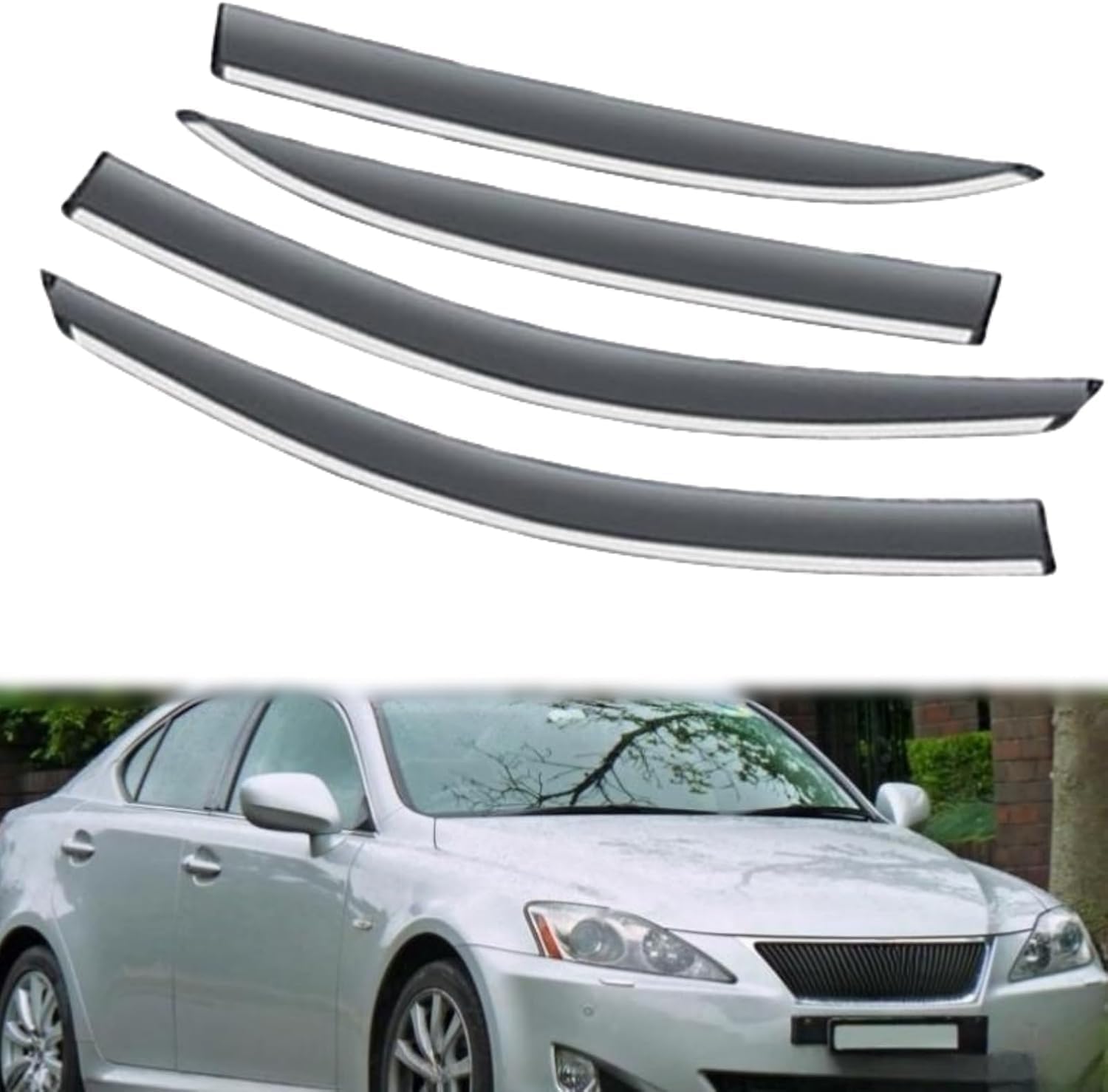 Liufangfc Normal Wind Deflectors For Lexus Is 250 Xe20 2006-2013 – 4Pc Tape-On Smoked Visors, Weatherproof, Anti-Salt/Snow, Low-Noise