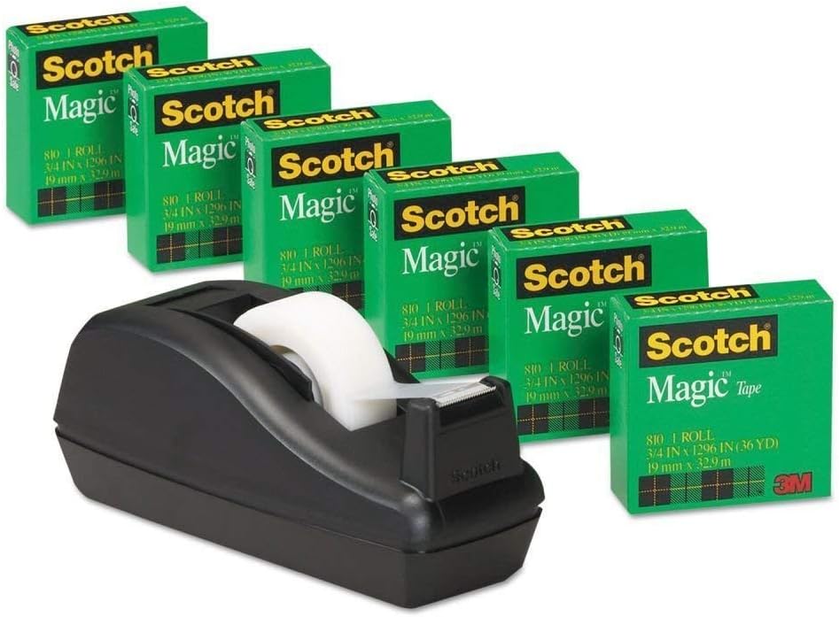 Scotch Magic Tape with C40 Black Dispenser, 3/4 x 1000