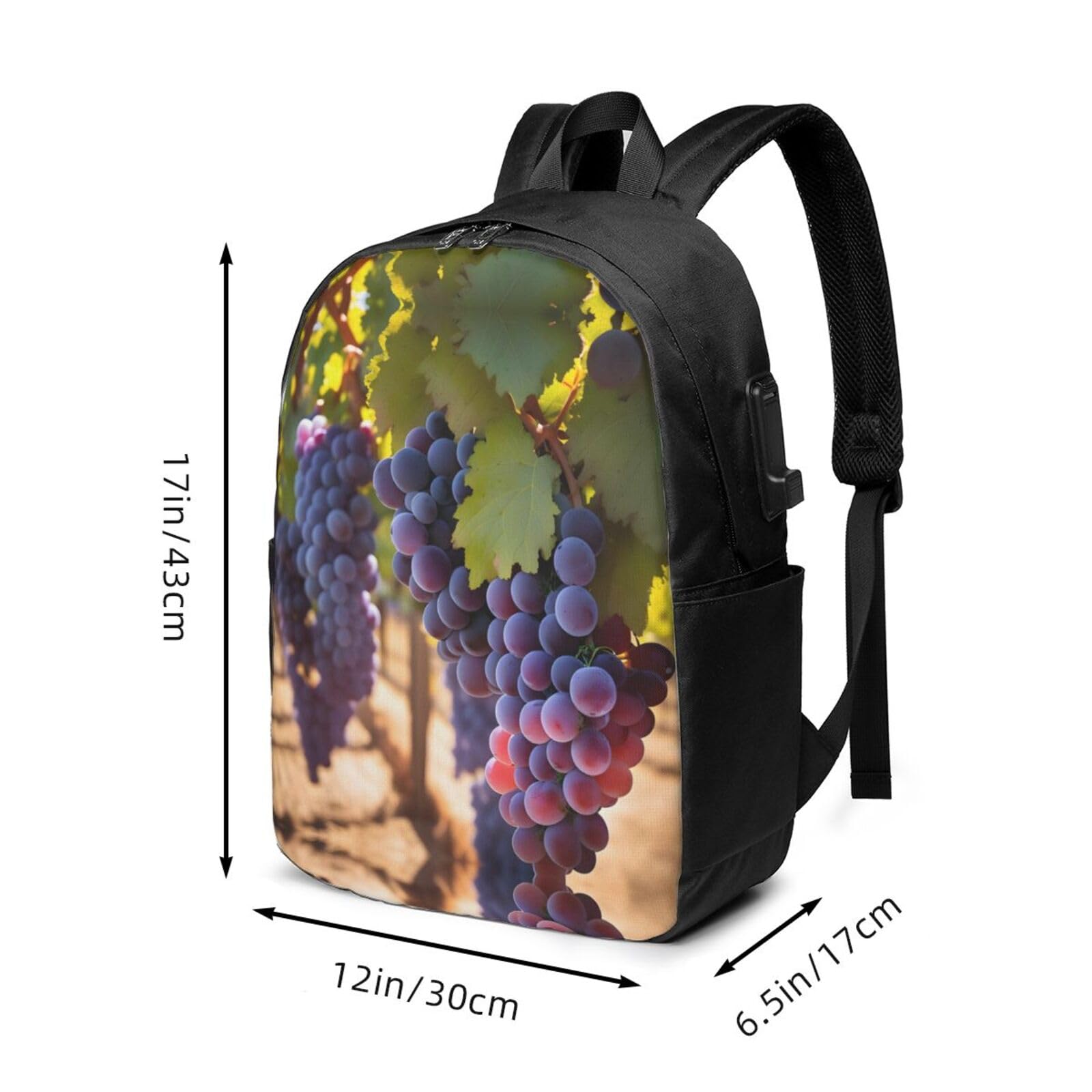 Zaino per computer portatile, con porta USB e cuffie, tracolla regolabile