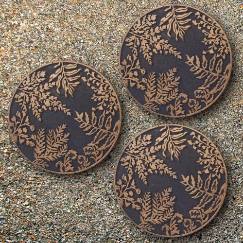 Home Furnishings By Larry Traverso HF by LT Ferns Stepping Stone, 11-3/4 inches, Black with Brushed Brass Finish, Set of 3, TR0781