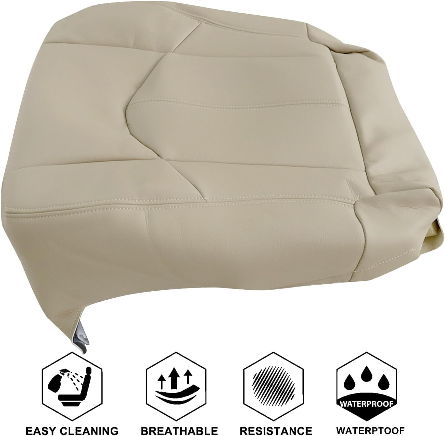 NLQR Front Driver Side Bottom Replacement Seat Cover Microfiber Leather Tan Compatible with Lexus RX300 1999 2000 2001 2002 2003