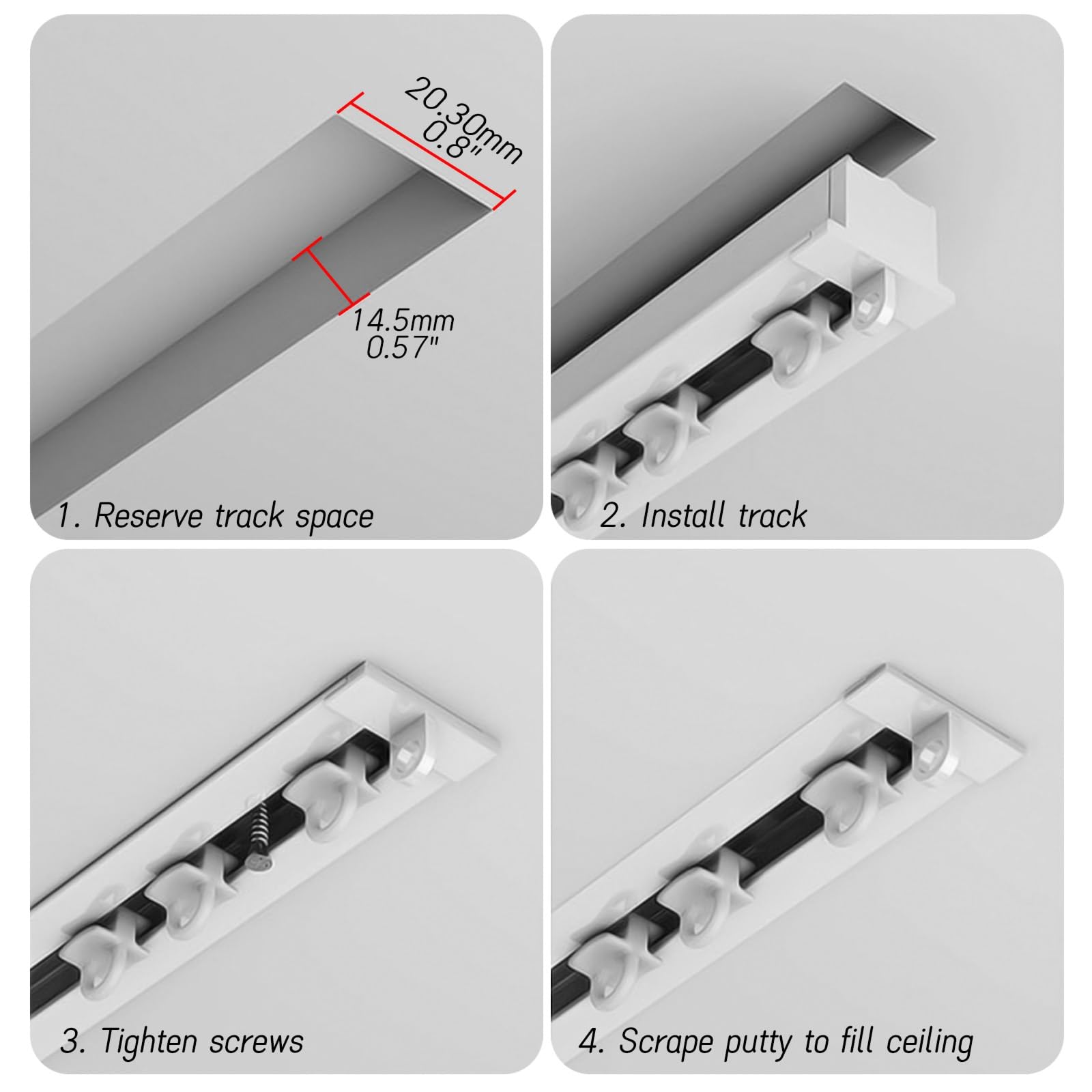 Heavy Du Metal ain Track 170 cm Soffitto Aliante per Divisori Liscio Scorrevole ain Rod Lunghezze regolabili 70 300 cm (nero)