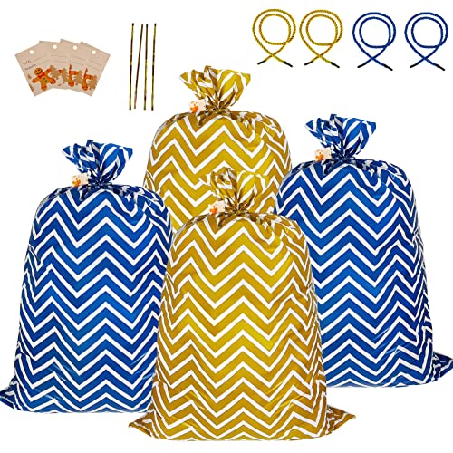 Advantez Christmas Gift Bags, 4 Pieces Large Gift Bags Christmas Gift Wrapping Bags with Ribbons & Tags for Christmas Party Holiday Gift Packaging (Extra Large) Cover