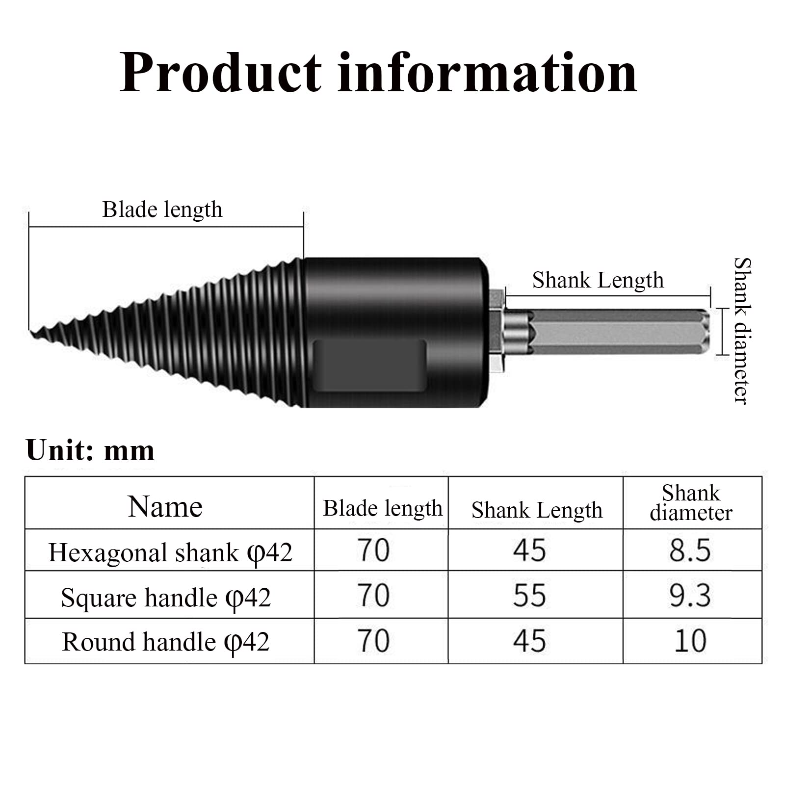 Spaccalegna A Cono Per Trapano 32mm E 42mm - Kit Con 4 Manici Per Legna Da Giardino - Foto 6
